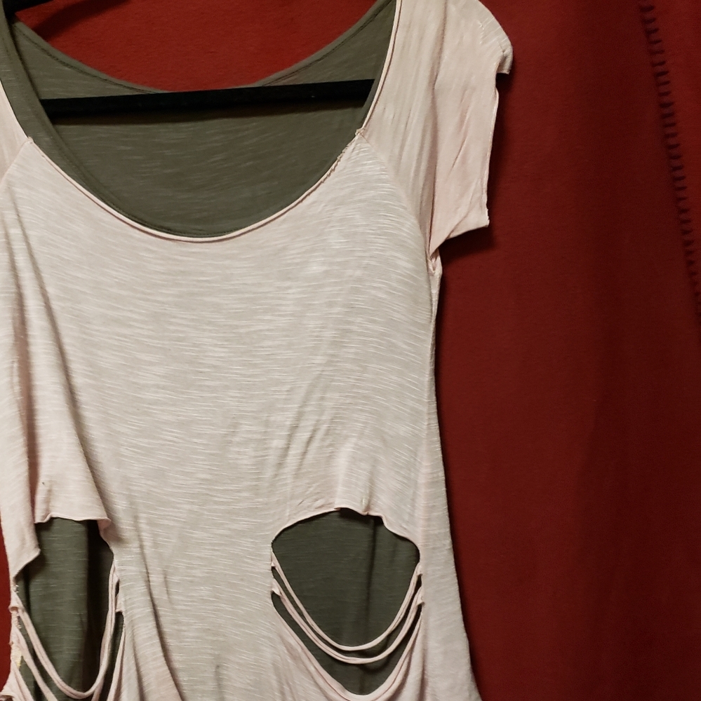 VINTAGE LIFE ASYMETRICAL TANK W/OFF SHOULDER CUT OUT OVERLAY/S/GPLC